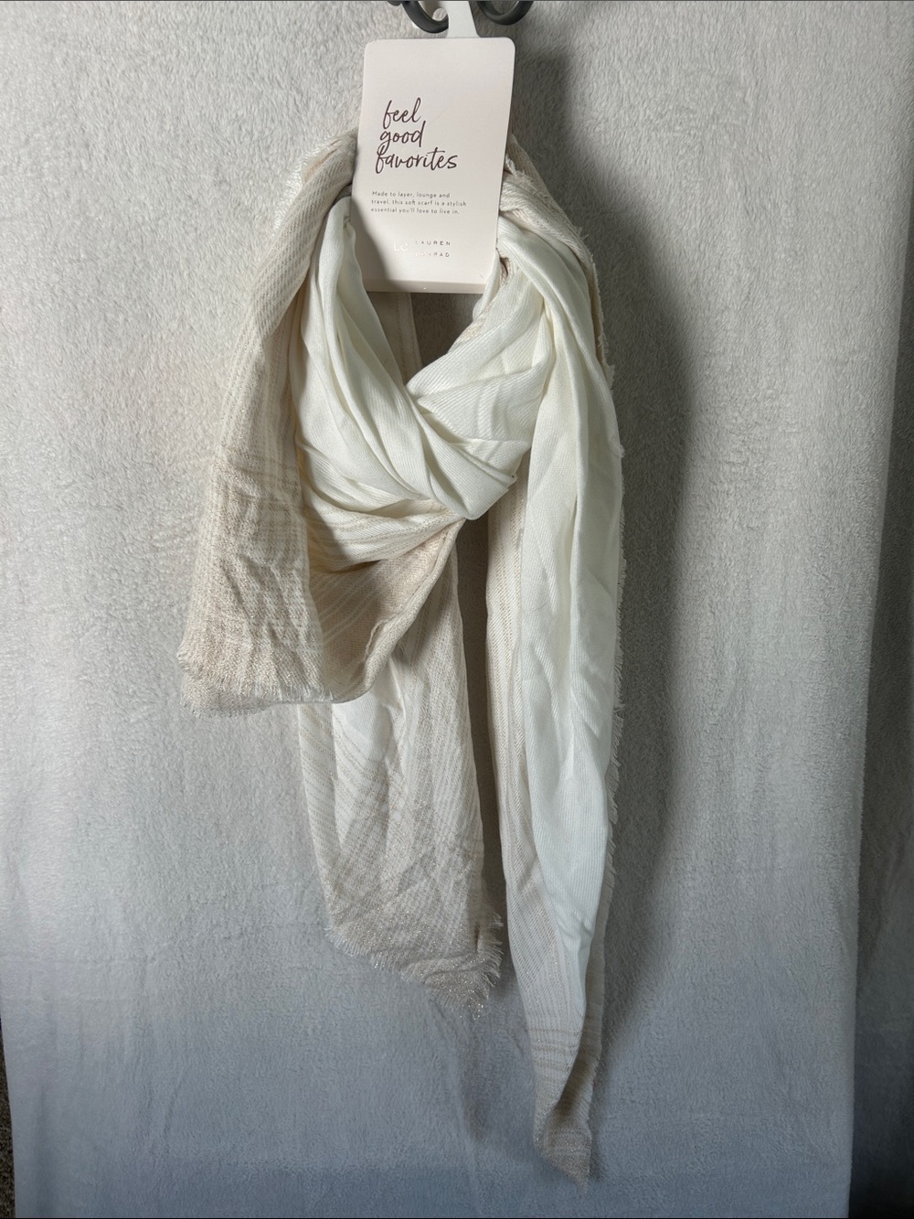 LC Lauren Conrad Cream and Beige Lightweight Wrap Scarf